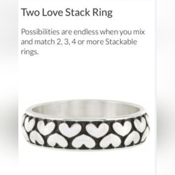 Brighton Jewelry - Brighton Two Love Stack Ring with Heart Design, Size 9